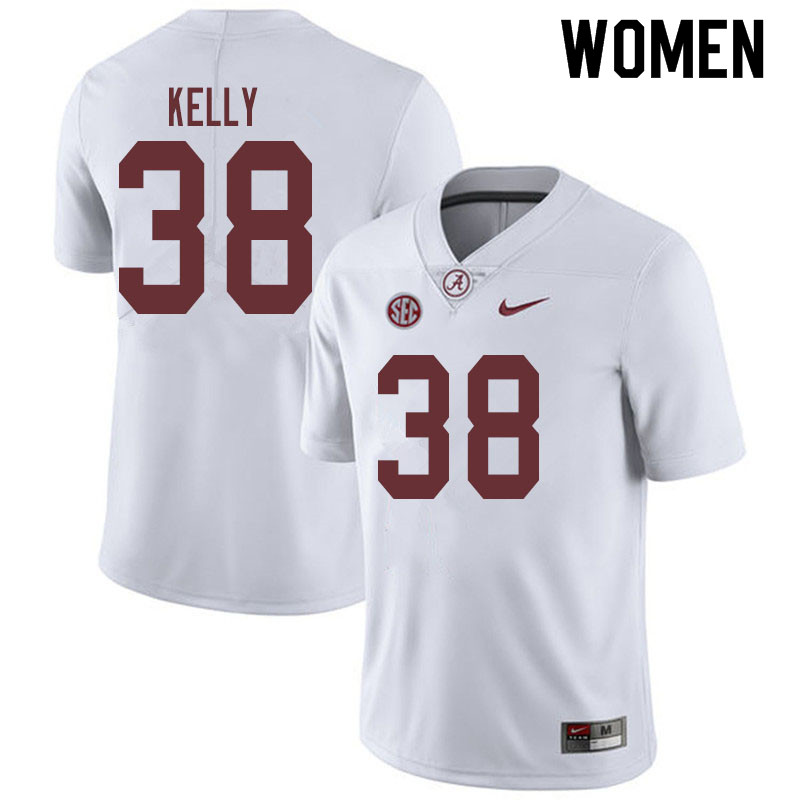 Women #38 Sean Kelly Alabama Crimson Tide College Football Jerseys Sale-White